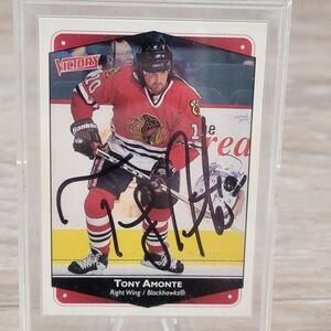 Tony Amonte Signed Chicago Blackhawks Hockey Card 1999 Victory Autographed
